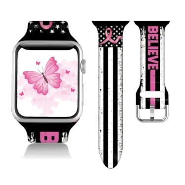 Imagem de Pulseira de substituição compatível com Apple Watch 38/40/41/42/44/45 mm para mulheres e homens, pulseira de substituição para Iwatch séries 9, 8, 7, 6, 5, 4, 3, 2, 1 SE.42 mm/44 mm/45 mm. Bandeira de