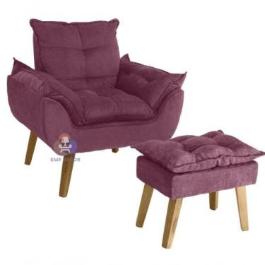 Imagem de Poltrona Opala E Puff Opala Bordô Vinho - SMF DECOR