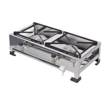 Imagem de Fogareiro Industrial 2 Bocas Alta Pressão Queimadores Caulim Inox