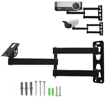 Imagem de Suporte de câmera de segurança de braço longo | Suporte de canto rotativo de 180° | Suporte universal para projetor | Suporte de parede de metal para CCTV, alto-falantes, projetores | Acabamento de