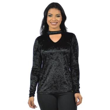 Imagem de Blusa veludo chocker fenomenal Preto G-Unissex