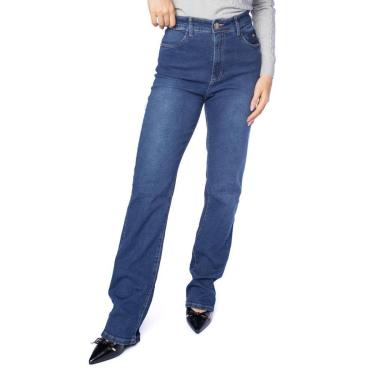 Imagem de Calça Jeans Feminina Max Denim Reta Premium Azul Escuro-Feminino