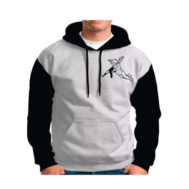 Imagem de Blusa Moletom Masculino Anjo Com Ak47 Moleton Alta Qualidade P M G GG,