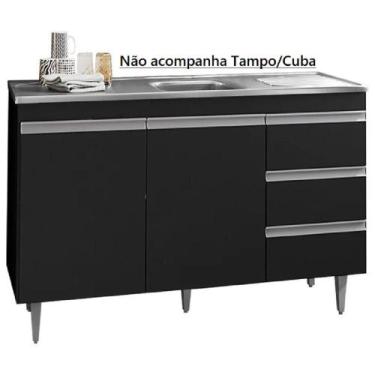 Imagem de Balcão Gabinete Preto Fosco Para Pia 120mt Andréia Sem Tampo AJL