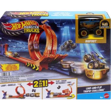 Imagem de Pista Hot Wheels Monster Trucks Desafio de Troféu de Loop e Flip 50º A