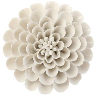 Imagem de ALYCASO Decoração de parede de flor de cerâmica arte 3D artesanal escultura de flores presentes modernos para sala de estar corredor quarto sala de jantar ao ar livre branco I6 18 cm