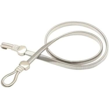 Imagem de Moda Prata Metal Elástico Cintura Cadeia Cinto Senhora Cintura De Luxo Elegante 2 Cores