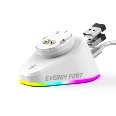 Imagem de MOSHOU Base de carregamento para Logitech Mouse G PRO X Superlight DEX/2/1 G PRO sem fio, ratos de computador RGB, sistema de carregamento Powerplay (branco)