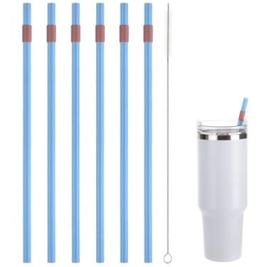 Imagem de Canudos de substituição para copo Owala 1,134 g - inclui 6 canudos e 1 pacote de escova de limpeza (azul)