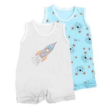 Imagem de Kit 2 Peças Macaquinho Bebê Regata Estampado Enxoval Verão - Koala Bab