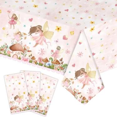 Imagem de Alainzeo Capas de mesa de plástico Fadas, pacote com 3 – 137 x 274 cm, toalhas de mesa descartáveis à prova d'água para festas de aniversário de meninas, decorações de festas infantis (Fadas)