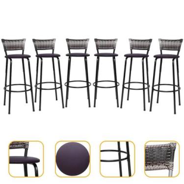 Imagem de Kit 6 Banquetas Bancos Alto Para Cozinha Bancada Area Gourmet Bistro B
