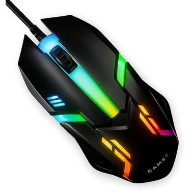 Imagem de Mouse Gamer com Fio, USB-RGB, 4 Botões, 800-1600 DPI, Iluminação LED Colorida, Design Ergonômico e Leve – Compatível com Windows, Mac OS, Linux Plug and Play