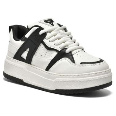 Imagem de Tênis Via Marte Feminino Plataforma Sneaker 304-001-01, Preto, Branco,