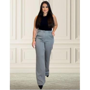 Imagem de Calça Cargo Alfaiataria Feminina Pantalona Bolso Cargo Wide Leg Zra Co