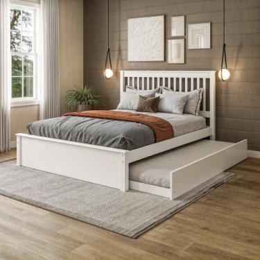 Imagem de Conjunto Cama King com Cama Auxiliar em Madeira Maciça Mv Outlet, Bran