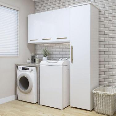 Imagem de Lavanderia Jundiaí 1 Armário Multiuso E 1 Aéreo Kaiki Móveis Branco