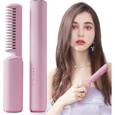 Imagem de Escova Alisadora Sem Fio! Mini pente portátil, Recarregável e de Aquecimento Rápido – Para Cabelos Macios e Lisos em Instantes!