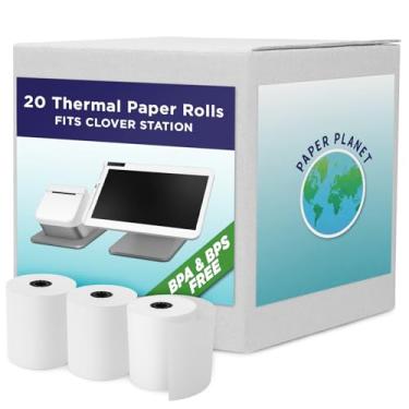 Imagem de Papel térmico sem BPA e BPS (livre de fenol) para impressora térmica Clover POS (Clover Station) da Paper Planet | Rolos de recibos de cartão de crédito sem fenóis para C500 C501 C503 C100 P100 | 20