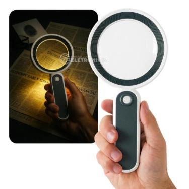 Imagem de Lupa de Mão Recarregável 10x com Iluminação LED 3 Tons e Cabo USB Mode