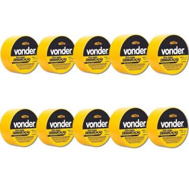 Imagem de Kit Com 10 Fitas Adesivas Para Demarcação 48mmx30m Amarela - Vonder