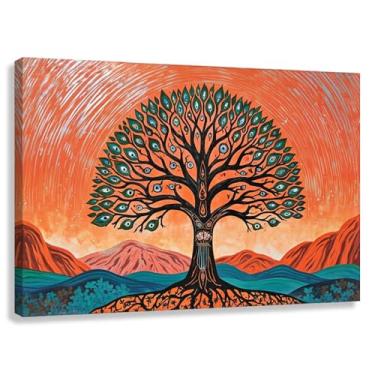 Imagem de Árvore da Vida Arte de Parede Impressão em Tela Harmonia da Vida Decoração Fotos Pintura com Olhos Montanhas 45x30cmx1