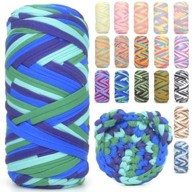 Imagem de Camiseta para crochê, camiseta arco-íris, tecido elástico grosso, fio de crochê para iniciantes, bolsa de tricô à mão, cesta/porta-copos / artesanato faça você mesmo/decoração de casa 200G roxo azul