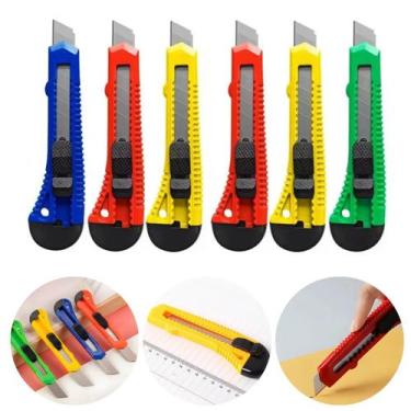 Imagem de Kit com 6 Estiletes Largos 16mm  Lâmina de Metal e Corpo Plástico Colo