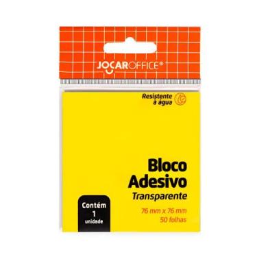 Imagem de Bloco Adesivo Recado 76x76 Transparente Amarelo 50 Folhas - Jocar Offi