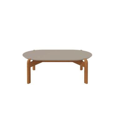 Imagem de Mesa de Centro Sala Lizz Oblonga com Pés de Madeira Maciça - Casa D, O