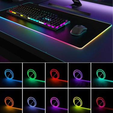 Imagem de Mousepad Gamer LED RGB 7 Cores Para Jogos Gemer Grande 80 X 30cm Tipo 