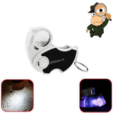 Imagem de Lupa De Bolso 25mm Conta Fios Luz LED Branco e Uv Relojoeiro Ourives 4
