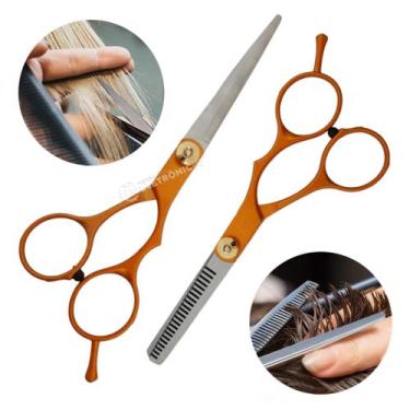 Imagem de Kit Tesouras Profissional Corte Cabelo Masculino Feminino Salão Beleza