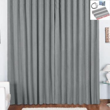 Imagem de Cortina Pryme 4 Metros Sala Em Oxford Trilho Comum Cinza