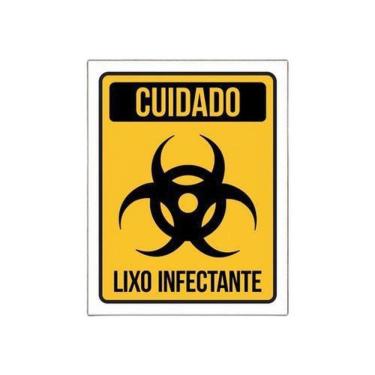 Imagem de Placa Lixo Infectante - Placa De Sinalização Cuidado 27X35