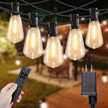 Imagem de SANBEN Cordão de luzes LED de 15 m com controle remoto, 25+1 lâmpadas reguláveis para o exterior, ST38 luzes de pátio externas à prova d'água, luzes decorativas para deck, jardim, quintal