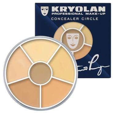 Imagem de Kryolan Círculo corretivo (nº 0) - paleta de corretivo creme de cobertura total de 6 cores - corretor de cor para olheiras - esconde vermelhidão, manchas e manchas - Maquiagem creme profissional para