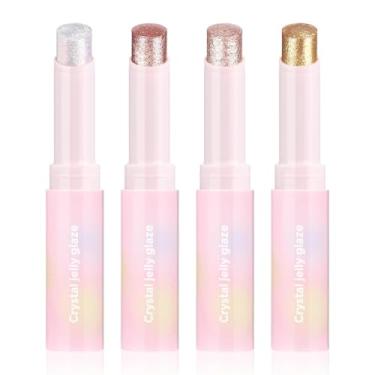 Imagem de Skynest Bastão de sombra Crystal Jelly Glaze Stick, delineador de gel hidratante, lápis clareador de olhos, leve, maquiagem com glitter (multicolorido, 4 cores)