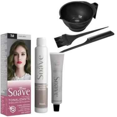 Imagem de Coloração Capilar Tonalizante Sem Amônia Tono Soave Capelli e Kit de Tintura (7.0 Louro Medio)