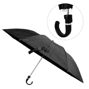 Imagem de Guarda Chuva Sombrinha Automático Preto Cabo Curvo 8 Varetas - Xh
