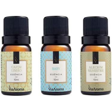 Imagem de Kit 3 Essências Via Aroma - Aromatizador Aromaterapia 10ml Maça, Vanil
