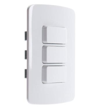 Imagem de Conjunto Interruptor Triplo 3 Teclas Simples B3 Margirius, Branca