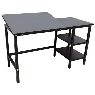 Imagem de Trident - Escrivaninha Multifuncional com tampo liso (ESC-BMF) | Tampo inclinável (6 posições) e estante acoplada | Estrutura reforçada em MDF Black