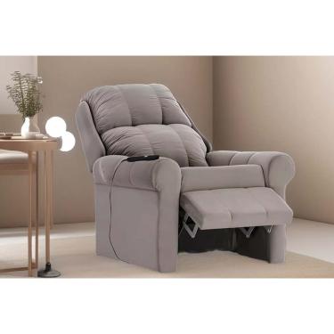 Imagem de Poltrona Reclinável c/ Massagem p/ Sala MH 1216 Two Way Suede Cinza - Herval