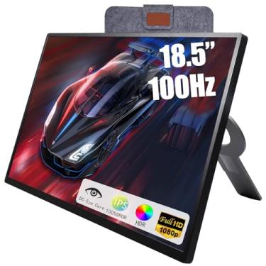 Imagem de Maovz Monitor portátil, tela IPS 1080p FHD 100Hz, monitor externo HDMI USB-C 125% sRGB para laptop, segunda tela de viagem com capa de suporte (46,5 cm)
