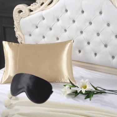 Imagem de Mascara de dormir + porta travesseiro com Ziper + sacolinha Crepe de s