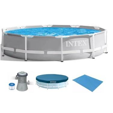 Imagem de Piscina Intex 7000 litros estrutural PRISM Cinza com Bomba Filtro 110v