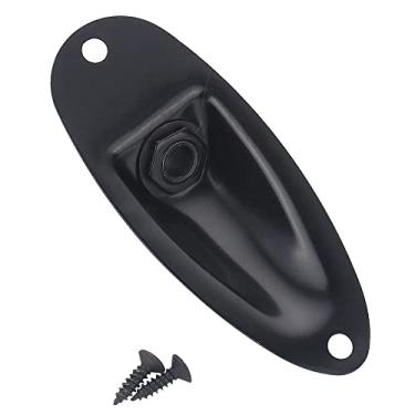 Imagem de XIYANGJUAN Conector de entrada de guitarra estilo barco preto 1/10.2 cm tomada de saída de guitarra carregada, virola para guitarra elétrica Fender Strat Stratocaster (preto)