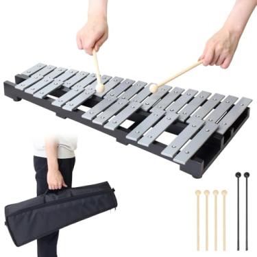 Imagem de Japard Xilofone Glockenspiel dobrável com 30 notas, com base de madeira e 30 chaves de metal, 4 marretas, bolsa de transporte, instrumento profissional de percussão de xilofone Glockenspiel para