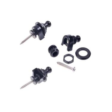 Imagem de Strap Lock Trava Correia 3 Cores Preto Prata Dourado para Guitarra, Baixo e Violão (Preto)